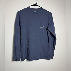 Vineyard Vines Long Sleeve Shirt Youth Large 16 Blue Whale Logo Pocket Tee